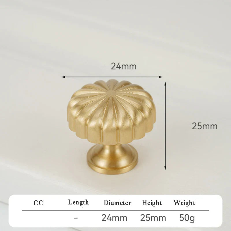 Satin Gold Brass Wardrobe Handles – Modern Drawer Knobs and Cabinet Bar Pulls (50mm-260mm) 24mm knob Handles