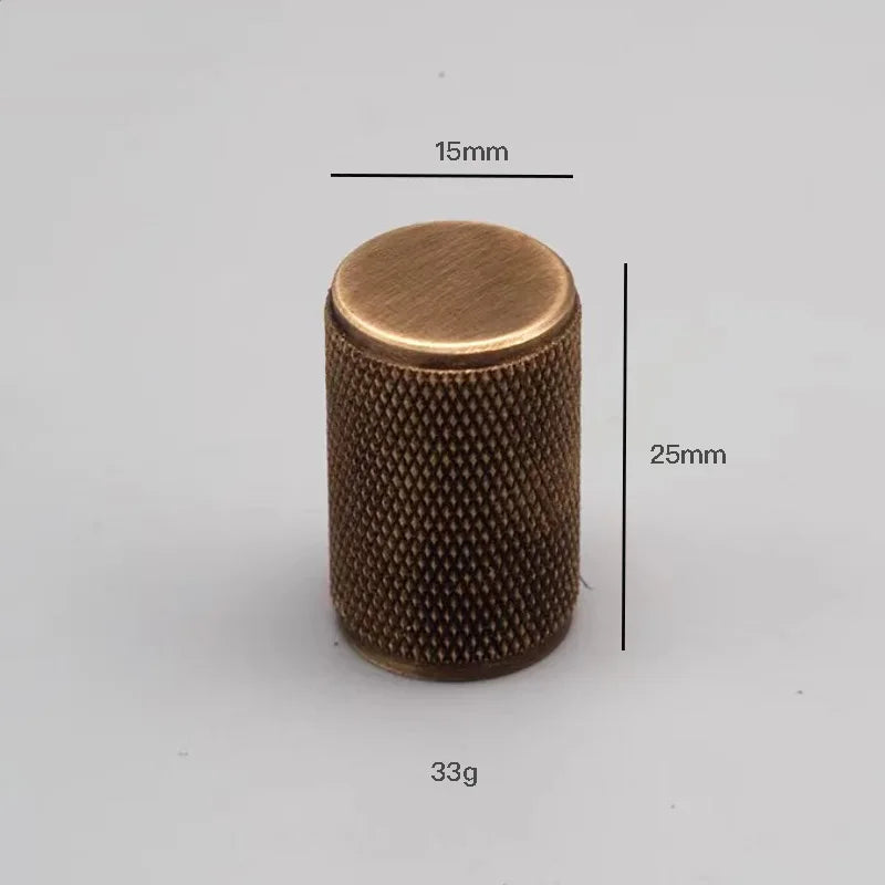 Gold and Bronze Knurled Brass Knobs – Modern Single-Hole Cabinet and Drawer Pulls bronze 15mm knob