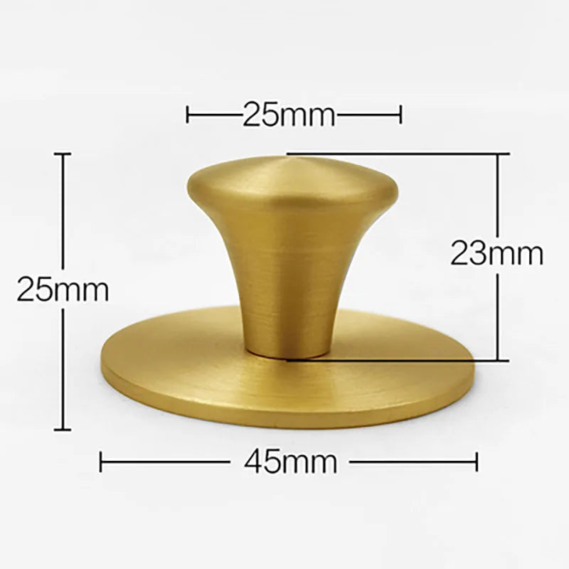 Single Hole Brass Knobs with Round Mat – Gold Cabinet and Drawer Pulls for Furniture (21mm/25mm) L Knob