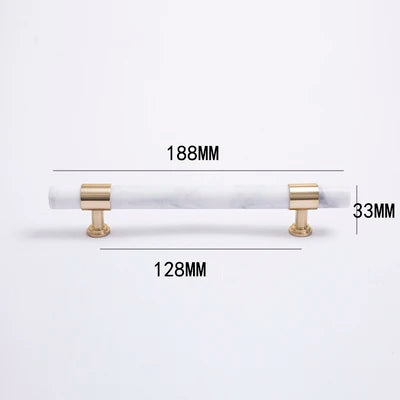Natural Marble and Crystal T-Bar Cabinet Handles – Modern Brass Knobs for Kitchen Dresser and Furniture Pulls