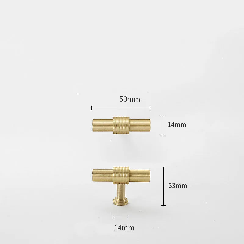 Satin Gold Furniture Handle – Solid Brass Cabinet Knobs and Drawer Pulls (50mm-358mm) 50mm T-bar Handles