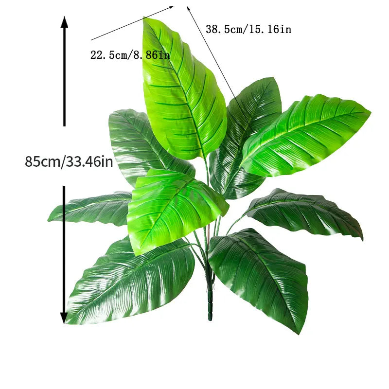 Dlight Decor 85cm Tropical Palm Banana Tree Branch with Monstera Leaves