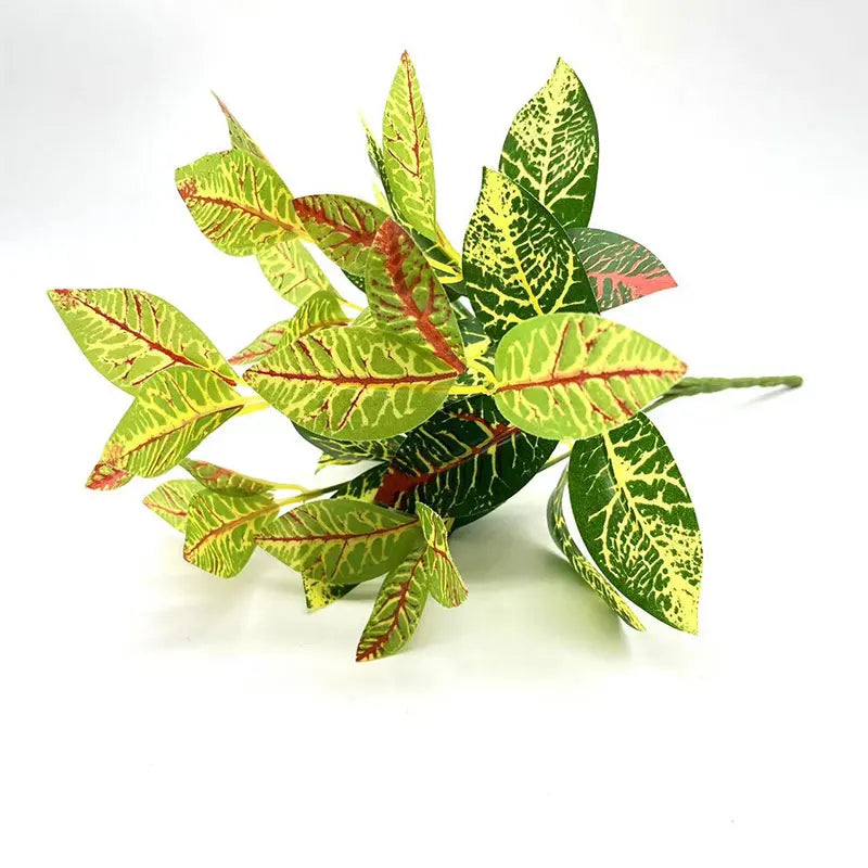 Dlight Decor 33cm Tropical Plant with Codiaeum and Scindapsus Leaves 33cm 32 Leaves