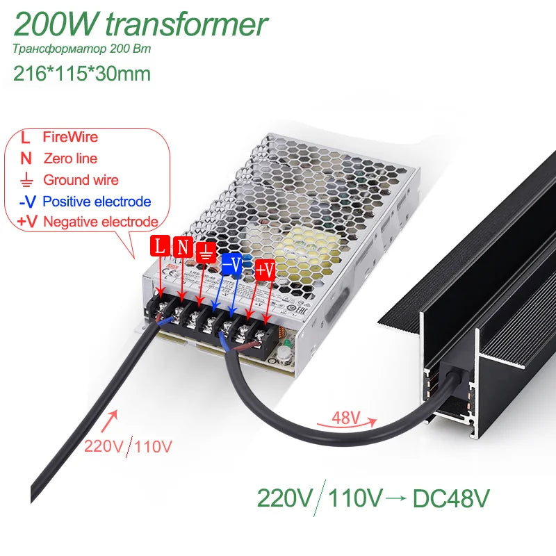 Modern Magnetic Track Lights - Embedded LED Spotlight Downlight 1pc 200W Powersupply 1 / Warm light 3000K ceiling light