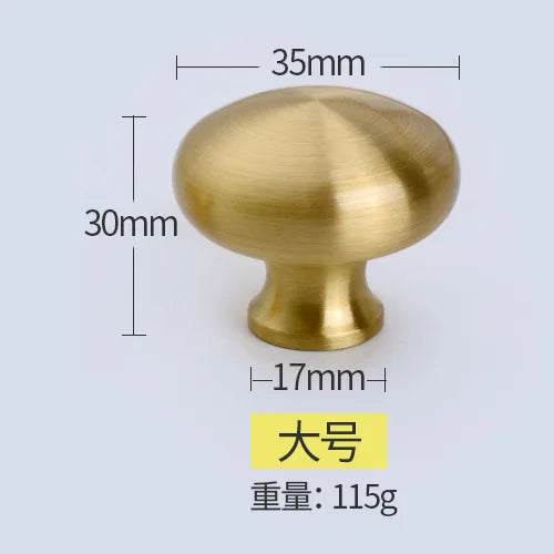 Modern Pure Brass Cabinet Handles - Single Hole Brushed Gold Drawer Knobs for Kitchen and Wardrobes 5-large Knonbs