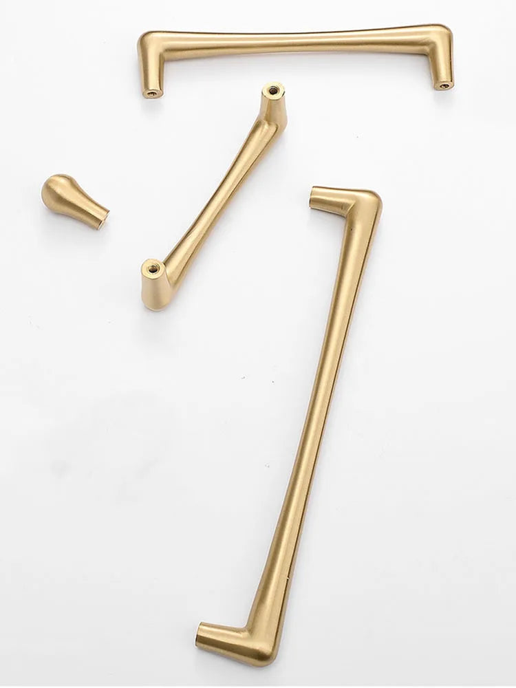 Solid Brass Cabinet Handles – Satin Brass Gold Bar Pulls and Knobs for Drawers and Wardrobes Handles