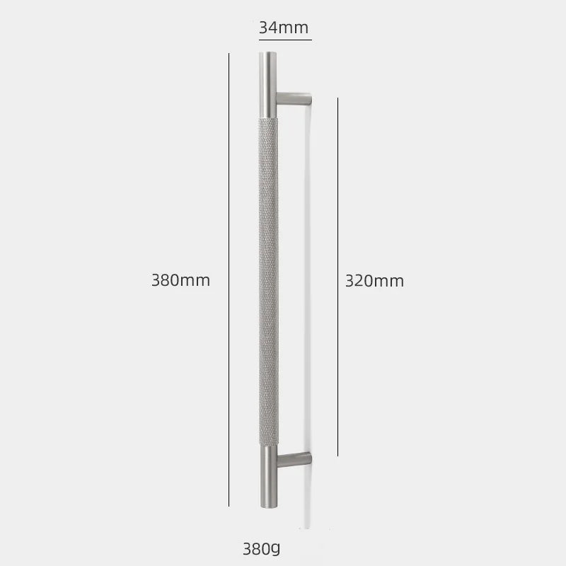 Solid Brass Knurled Cabinet Handles – Brushed Nickel Wardrobe Pulls and Textured Bar Knobs 380mm Handles