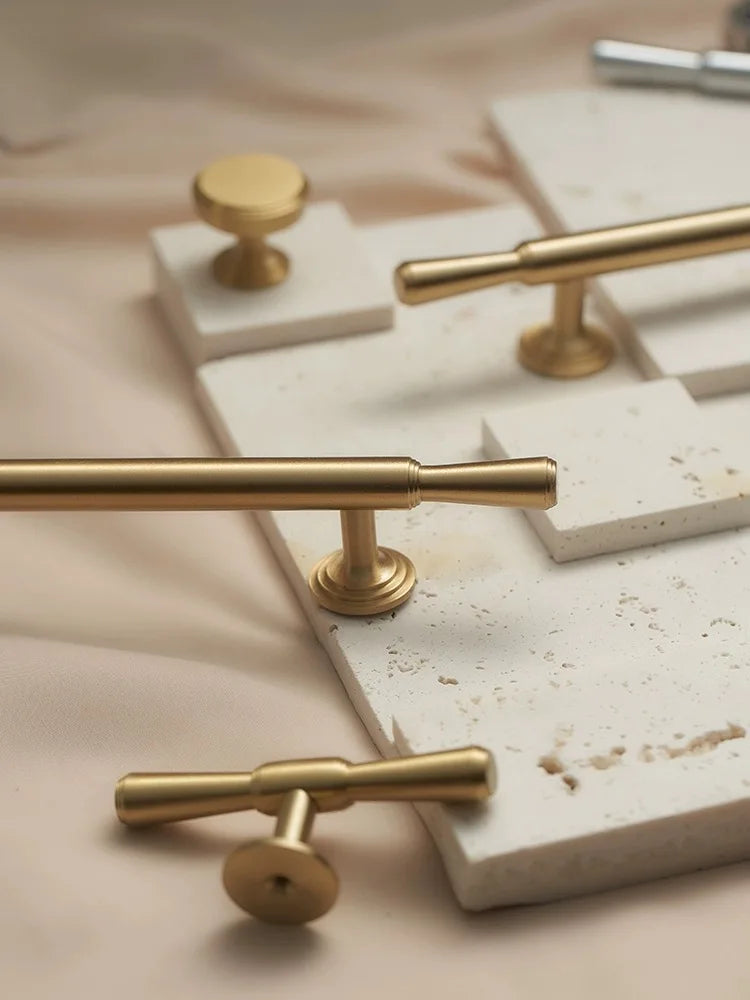Brushed Gold Brass Cabinet Handles – Modern Knobs and Bar Pulls (50mm-280mm) Handles