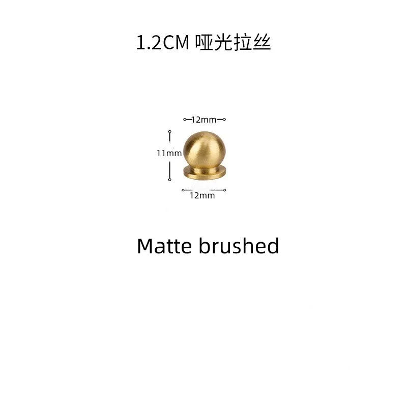 Solid Brass Ball Cabinet Knobs - Vintage Single-Hole Wardrobe and Drawer Handles Matte brushed 12mm Knobs