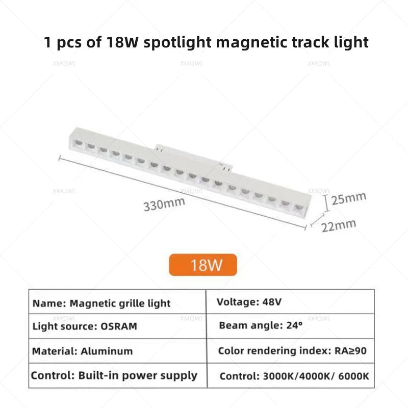 Modern Magnetic Track Lights - Embedded LED Spotlight Downlight 1 pcs 18W Spotligh / Cold light 6000K ceiling light