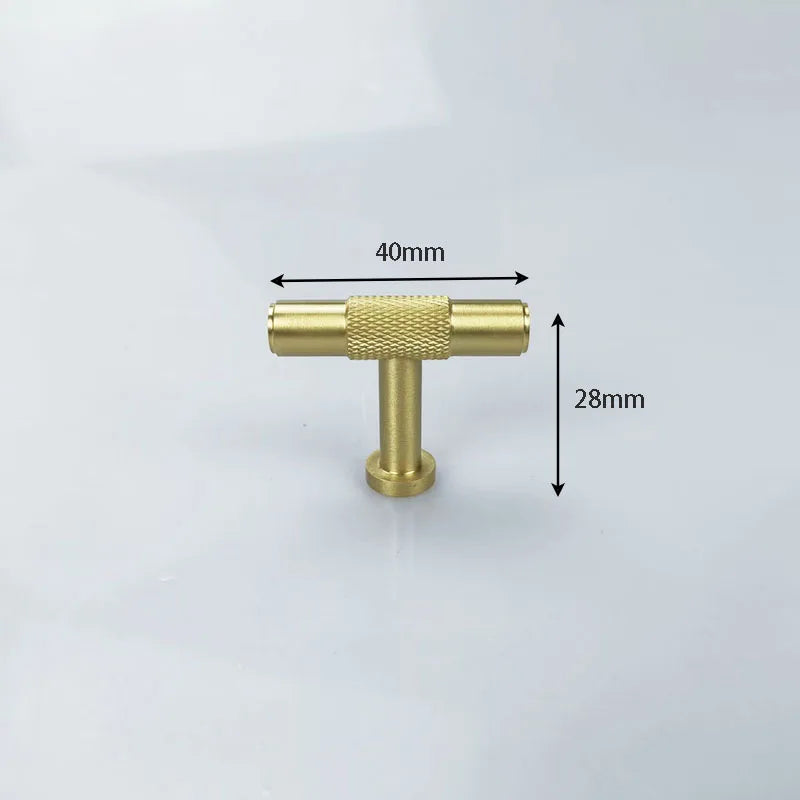 Knurled Brass Wardrobe Handles – Modern Kitchen Cabinet and Drawer Pull Bar Handles 40mm T Bar Handles