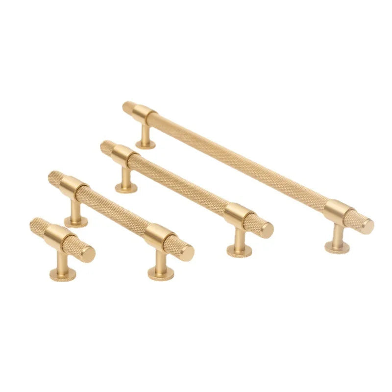 Knurled Brass Handles – Modern Kitchen Cabinet Pulls and Wardrobe Knobs (28mm-278mm) Handles