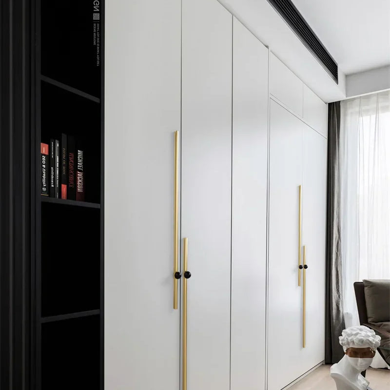 Black and Gold Cabinet Pulls - Double Color Aluminum Zinc Alloy Handles for Wardrobes and Kitchens Handles