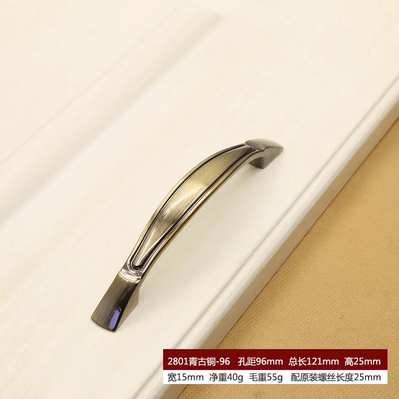 Retro Bronze Cabinet Handles - Antique Metal Kitchen Door Pulls and Wardrobe Knobs 128mm 2801-96mm Handles