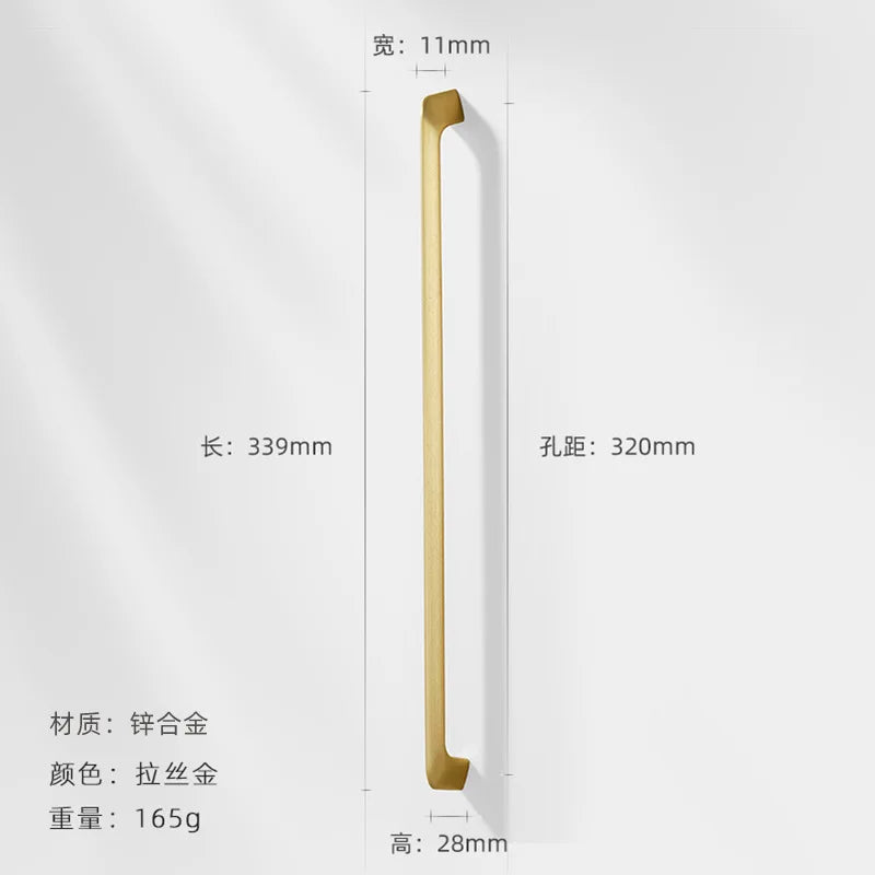 Modern Zinc Alloy Cabinet Handles - Kitchen Drawer Knobs for Wardrobes and Furniture Gold drawing 320mm Handles