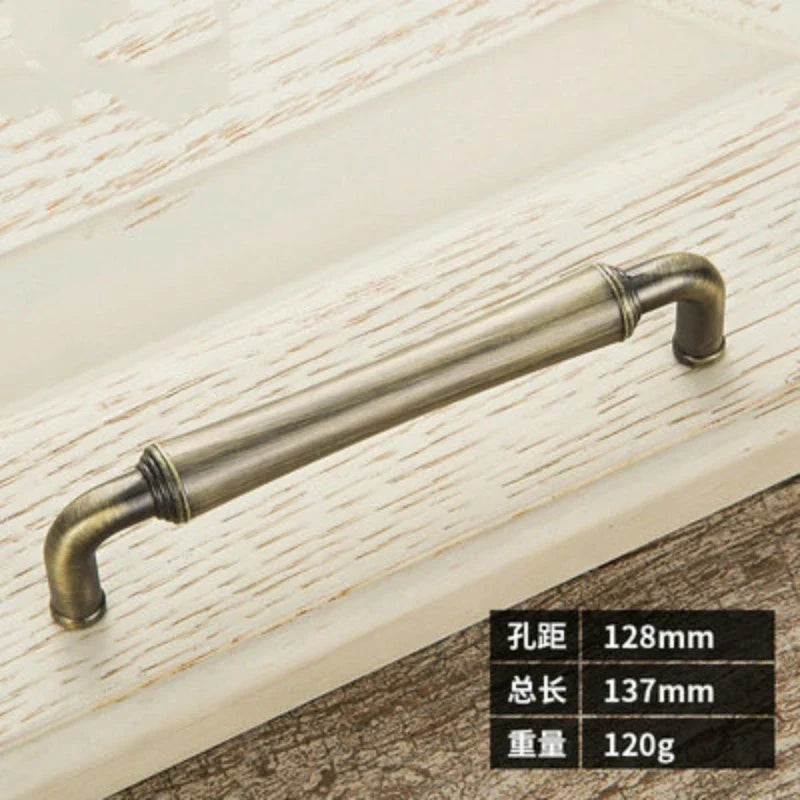 Retro Bronze and Black-Red Cabinet Handles - Nordic Square Zinc Alloy Pulls for Wardrobes and Furniture Bronze 128mm