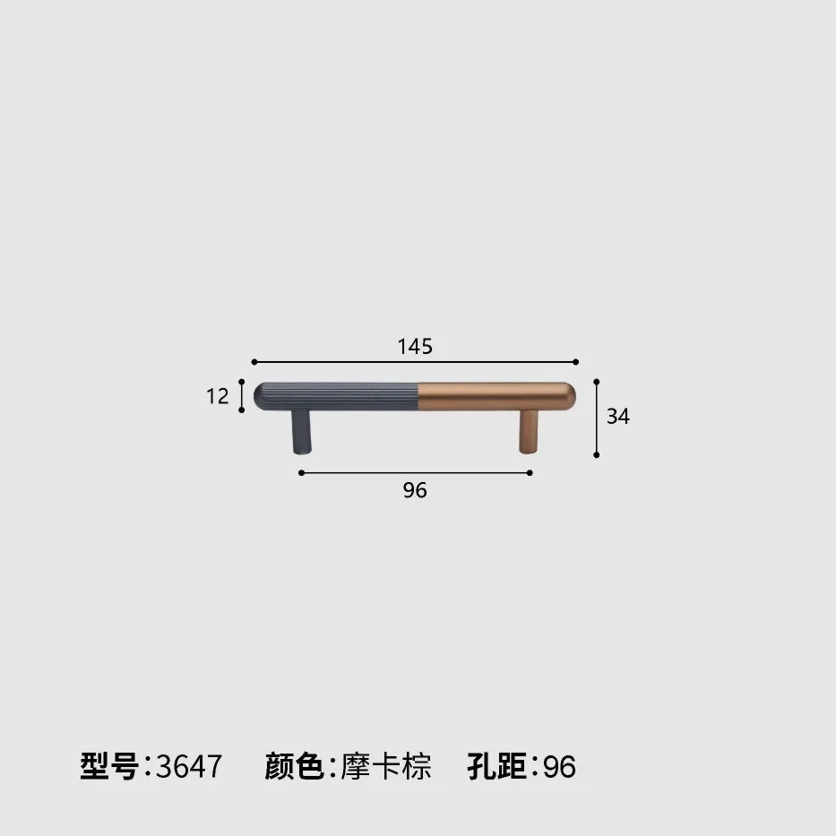 Dual tone Long Kitchen Cabinet Handles – Multicolor Wardrobe and Drawer Knobs Gray brown 96mm Handles