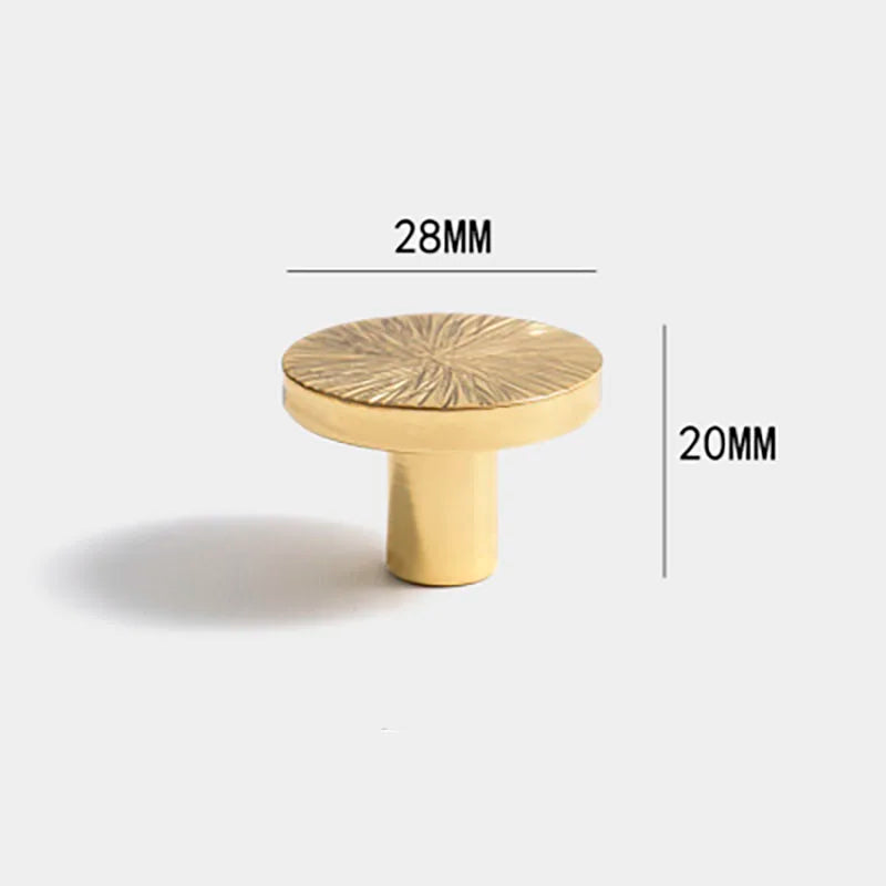 Round Brass Cabinet Handles and Knobs – Handmade Knurled Wardrobe Pulls 28mm round