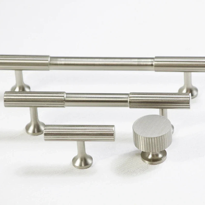 Nickel Brass Art Deco Kitchen Cabinet Knobs and T-Bars – Brushed Silver Drawer Pulls and Wardrobe Handles 9012