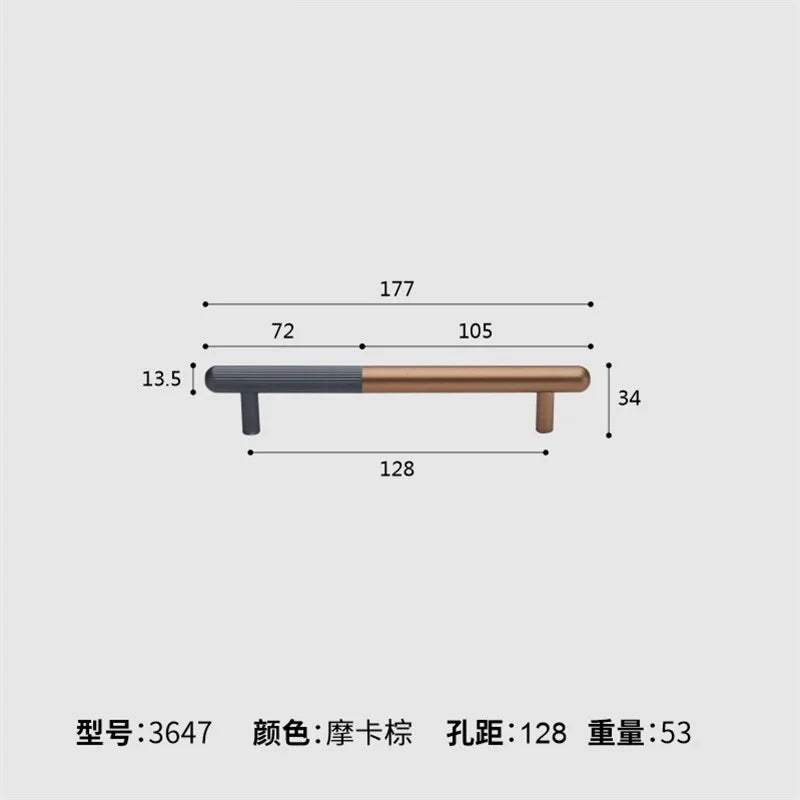 Dual tone Long Kitchen Cabinet Handles – Multicolor Wardrobe and Drawer Knobs Gray brown 128mm Handles