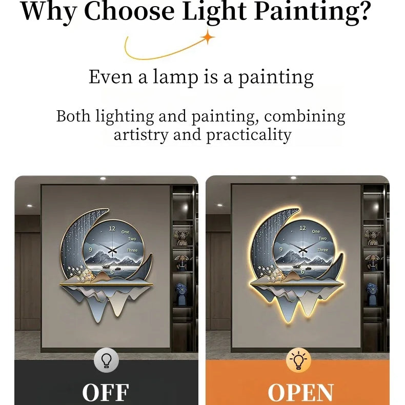 Dlight Decor Clock Wall Light with Luxury Crystal Glow Wall Art