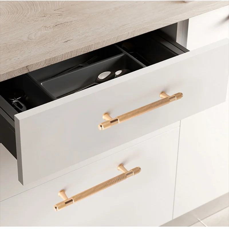 Black and Gold Knurled Cabinet Handles – Modern Cupboard Drawer Pulls for Kitchen and Wardrobe Handles