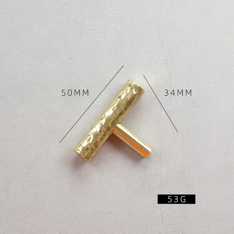 Nordic Handmade Brass Hammered Cabinet Handles – High-End Pulls for Drawers Wardrobes and Kitchen Furniture T single