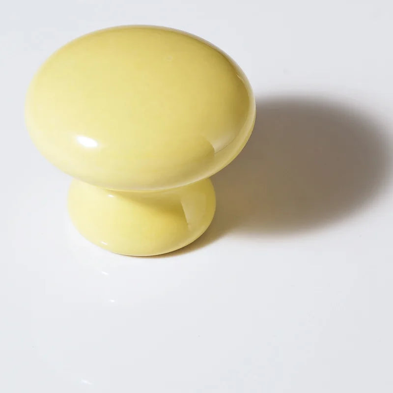 Cartoon Ceramic Cabinet Handles – Single Hole Circular Knobs for Children’s Room Furniture yellow Knobs