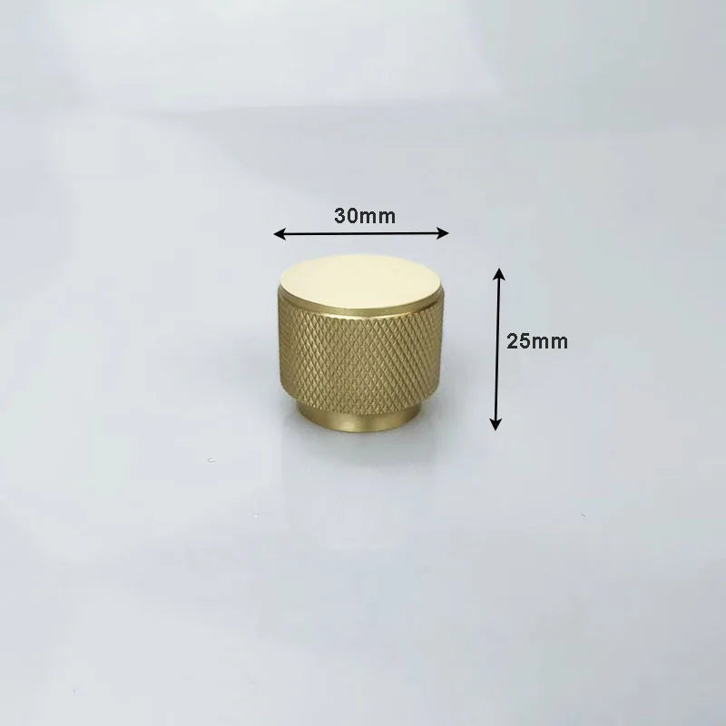Knurled Gold Brass Cabinet Knobs – Drawer Knobs and Wardrobe Handles for Kitchen and Furniture 30x25mm Knob