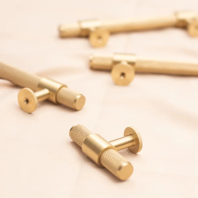 Knurled Brass Handles – Modern Kitchen Cabinet Pulls and Wardrobe Knobs (28mm-278mm) Handles