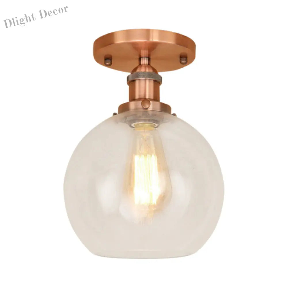 Naomi - Industrial Glass Globe Semi - Flush Mount Light