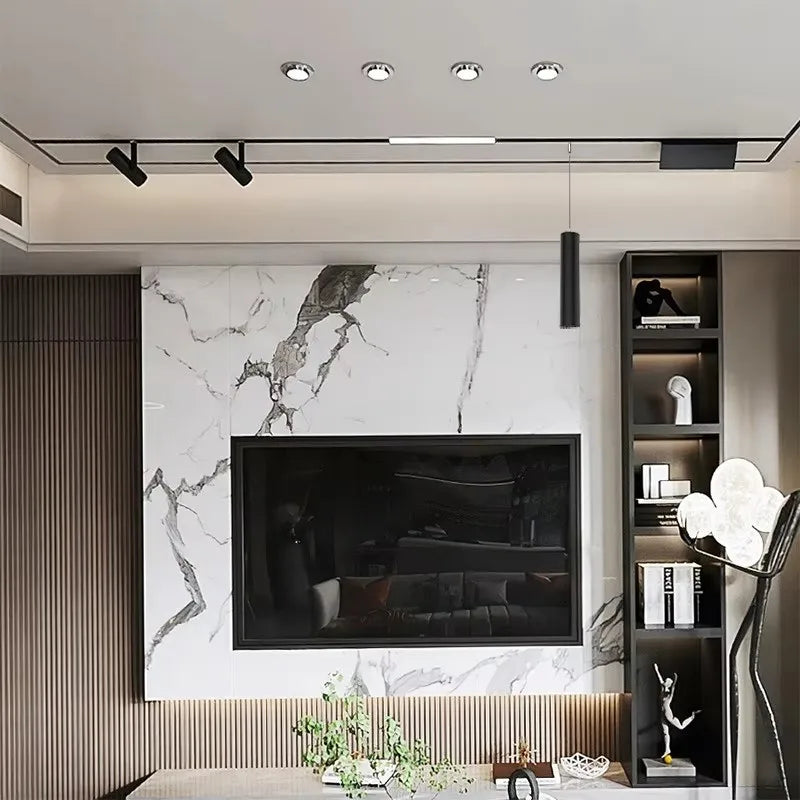 LED magnetic folding spotlight track light in a modern interior
