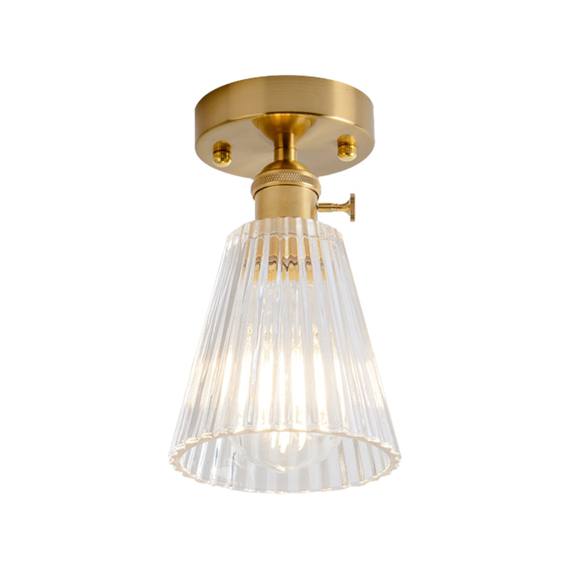 Industrial Chic Meets Modern Versatility: The Clear Glass Single - Light Gold Ceiling Light