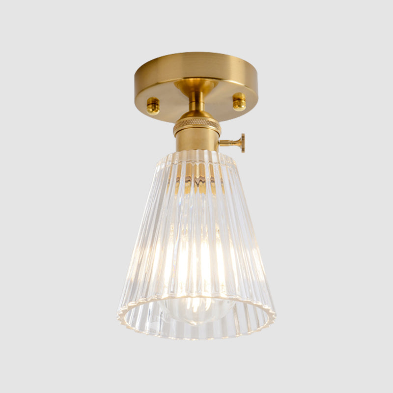 Industrial Chic Meets Modern Versatility: The Clear Glass Single - Light Gold Ceiling Light