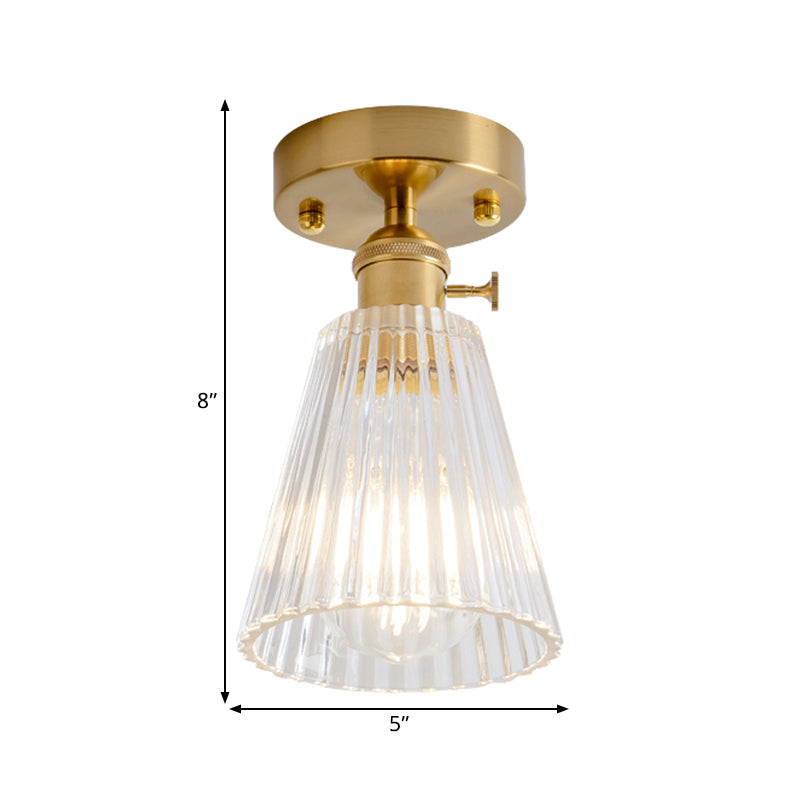 Industrial Chic Meets Modern Versatility: The Clear Glass Single - Light Gold Ceiling Light