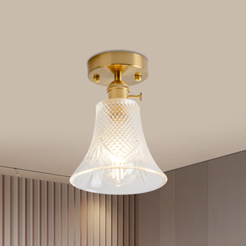 Industrial Chic Meets Modern Versatility: The Clear Glass Single - Light Gold Ceiling Light