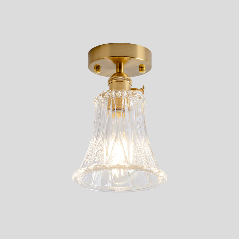 Industrial Chic Meets Modern Versatility: The Clear Glass Single - Light Gold Ceiling Light