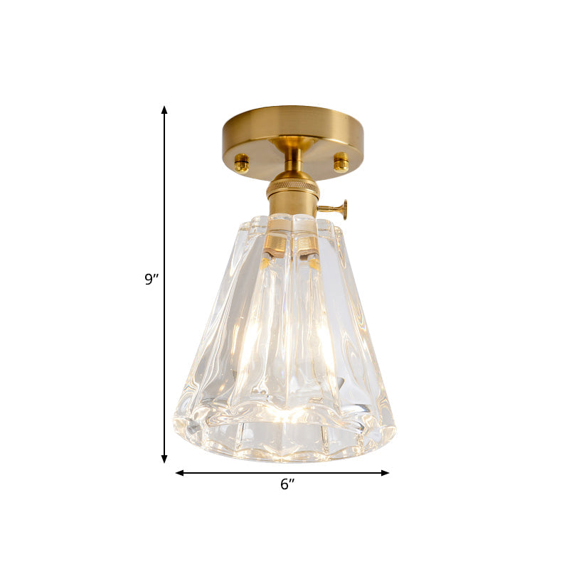 Industrial Chic Meets Modern Versatility: The Clear Glass Single - Light Gold Ceiling Light