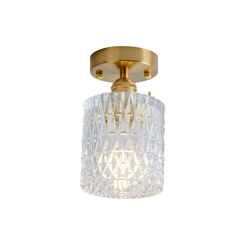 Industrial Chic Meets Modern Versatility: The Clear Glass Single - Light Gold Ceiling Light