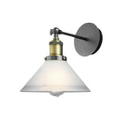 Hazel Brass Cone Wall Sconce - Industrial Chic With Frosted Glass