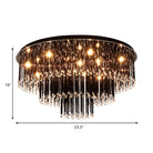 Modern Black Crystal Flush Mount Chandelier Tiered Design 8/10 Bulbs For Bedroom Chandelier