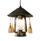 Ashley Rustic Elegance: Bronze Pendant Lamp With Cream Glass Shade Lighting