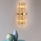 Sara: Crystal Rod Wall Sconce With Two Lights In Gold / D
