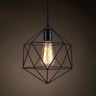 Catherine - Adjustable Industrial Pendant Light With Metal Cage (Various Shapes) Black / Hexagon