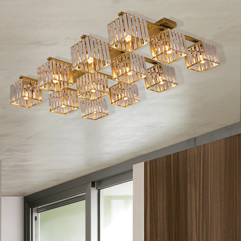 Anya’s Modern Crystal Chandelier - Square Design Ceiling Light