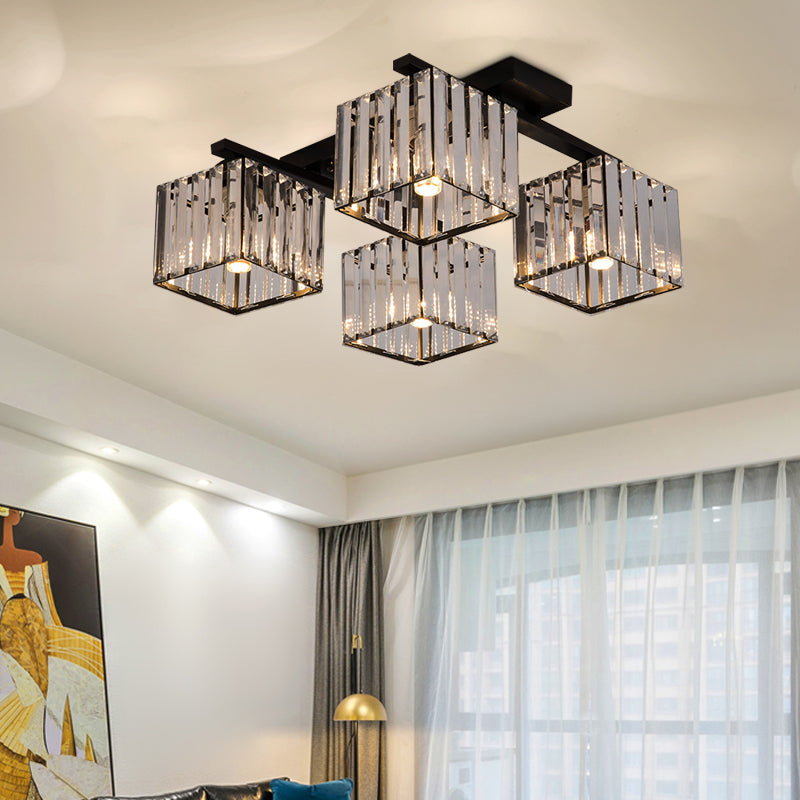 Anya’s Modern Crystal Chandelier - Square Design Ceiling Light