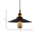 Andrea Metal Pendant Light With Pulley - Black Flare Design For Living Room