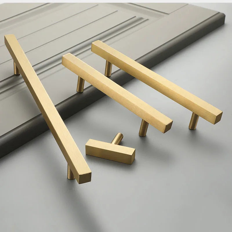 12x12mm Brass Wardrobe Handles – Modern Square Cabinet Pulls for Drawers and Dressers (50mm-380mm) Handles
