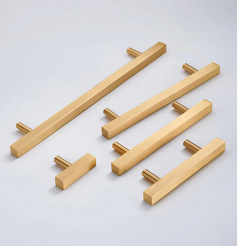 12x12mm Brass Wardrobe Handles – Modern Square Cabinet Pulls for Drawers and Dressers (50mm-380mm) Handles