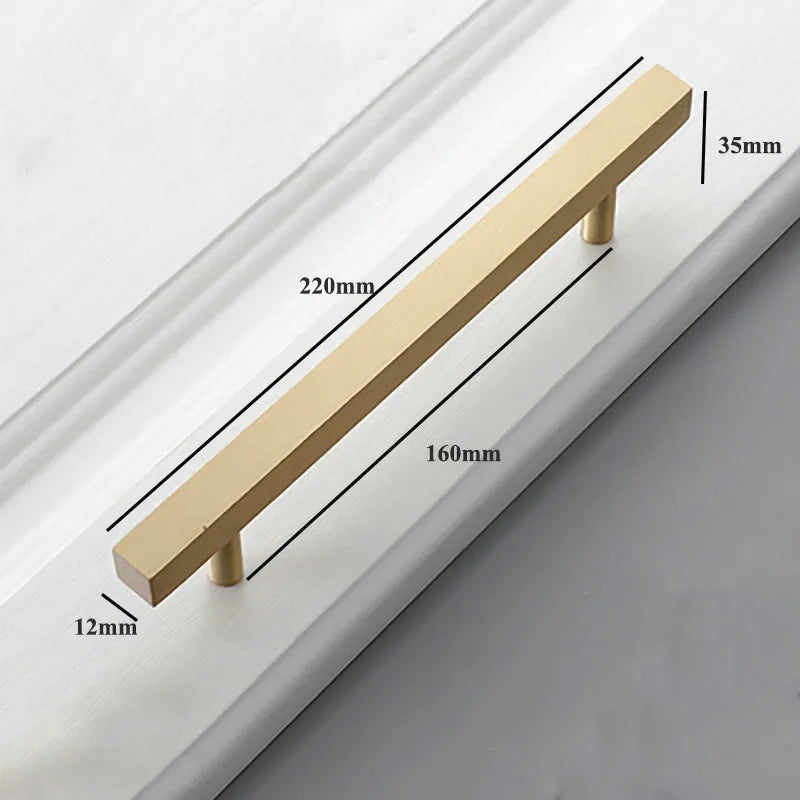 12x12mm Brass Wardrobe Handles – Modern Square Cabinet Pulls for Drawers and Dressers (50mm-380mm) 8.6 inch Handles